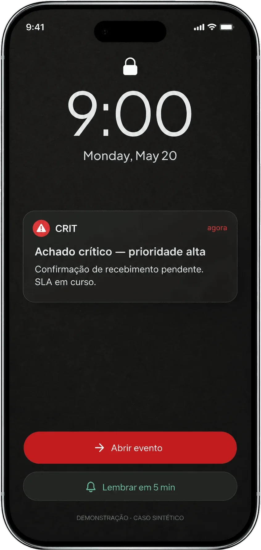 Notificação de achado crítico no iPhone